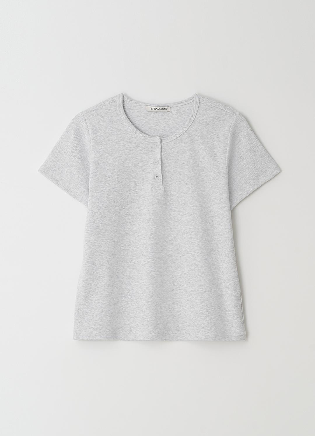 Henley Short Sleeve T-Shirt_LIGHT GREY