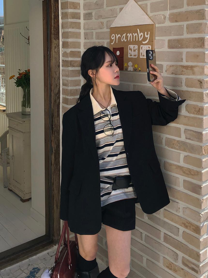 제이어반스 [44-99/MADE] 코쿤 오버핏 여성 싱글 자켓 2col