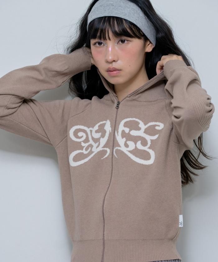 REGLAN SYMBOL KNIT ZIP-UP (MOCHA)_F24ZA962