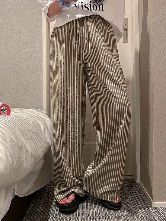 크러시제이 드앙트 린넨 스트라이프 밴딩 팬츠 (3color)