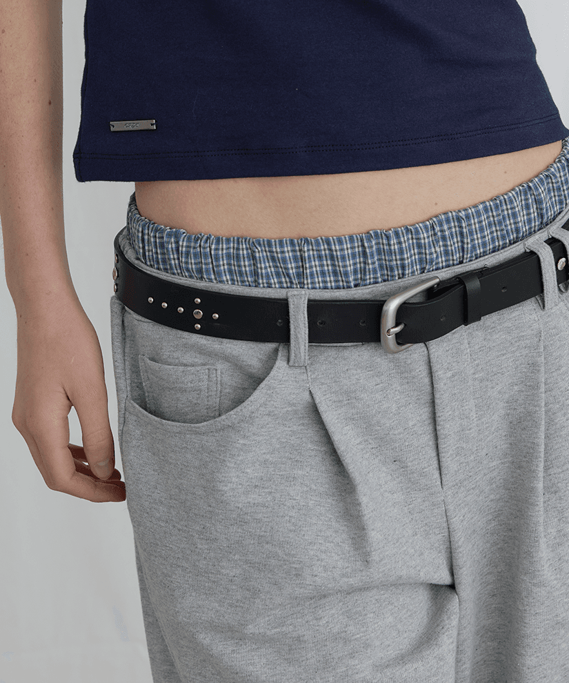 CROSS STUDDED LEATHER BELT