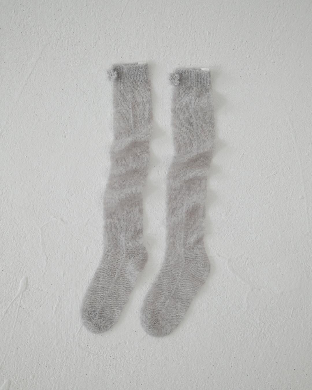 flétta Flower Mohair Socks_Light Gray