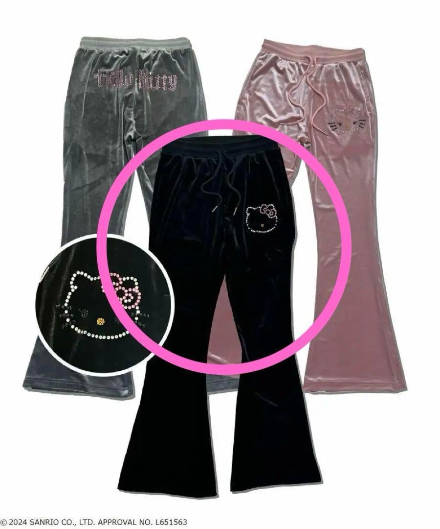 SHIBUYA109 × HELLOKITTY ベロアフレアパンツ キティ