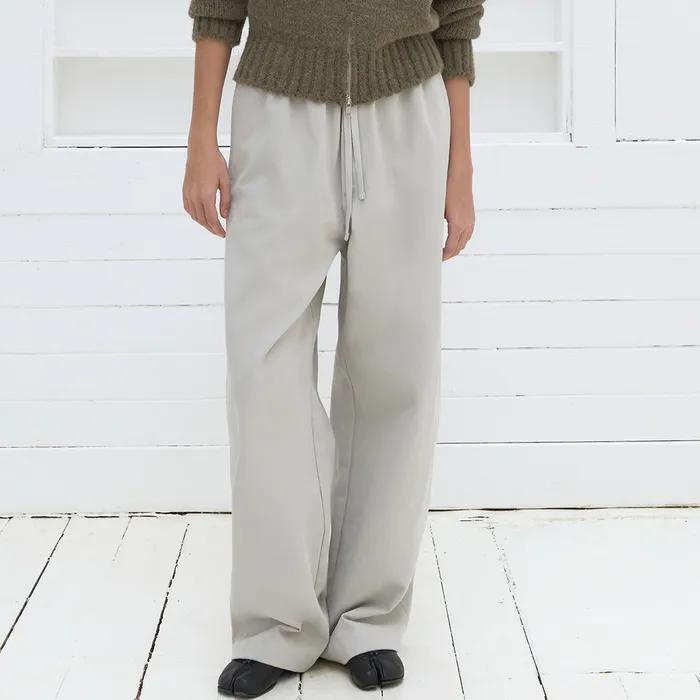 코튼 와이드 밴딩 팬츠 (라이트 그레이)