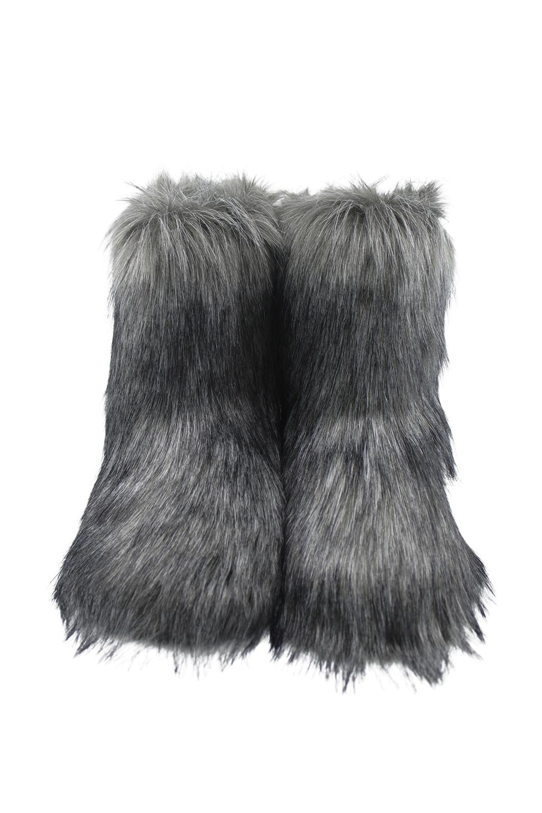 百合 Fur boots (Black/Gray)