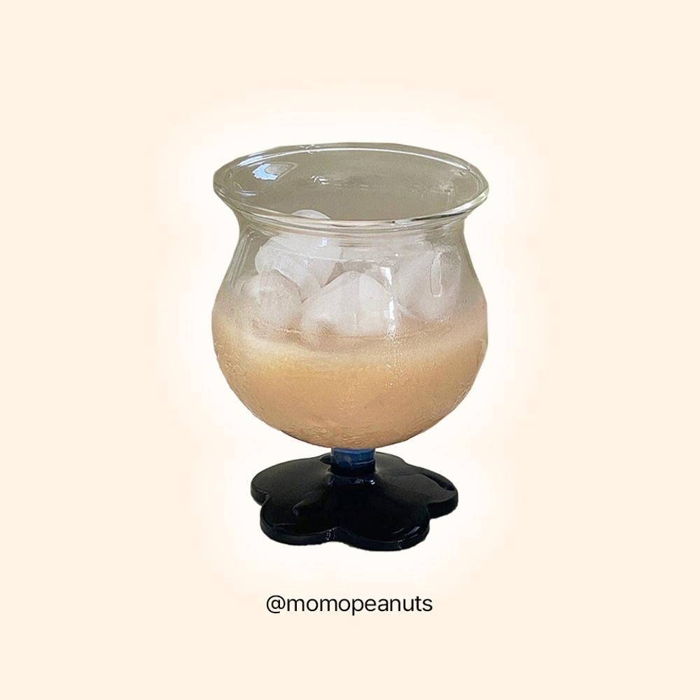 [모모피너츠] 플라워 숏 유리잔 홈카페 요거트볼 고블렛잔 칵테일 샴페인 스파클링 라떼컵