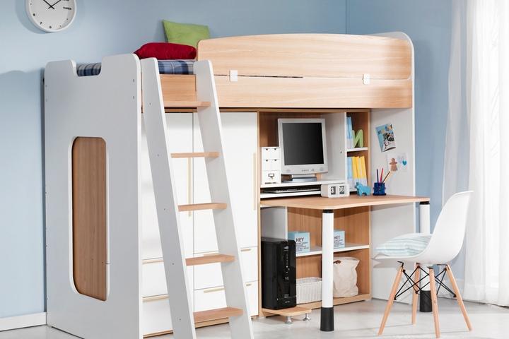 모모 목재가드+사다리형 벙커침대프레임 2colors