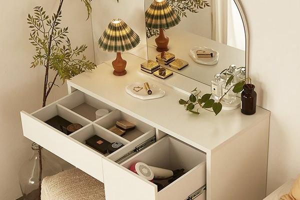 쿠폰가 국내생산 에세이 블랑 아치형/와이드아치형 거울 수납 콘솔화장대 2type