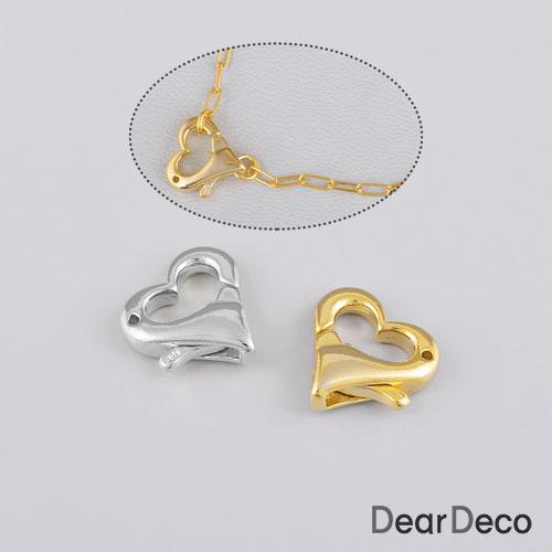 실버 하트 랍스터클래습(약14mm)(1개)목걸이팔찌재료 잠금장식 악세사리부자재 s2006-01