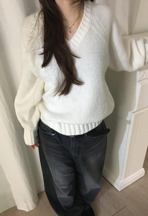 나의나인 Cozy V-neck Knit [2c]