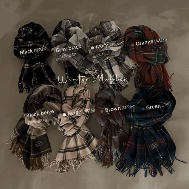 [따가움x부드러움/8천장판매✨] 따수미 체크 머플러 목도리 - muffler