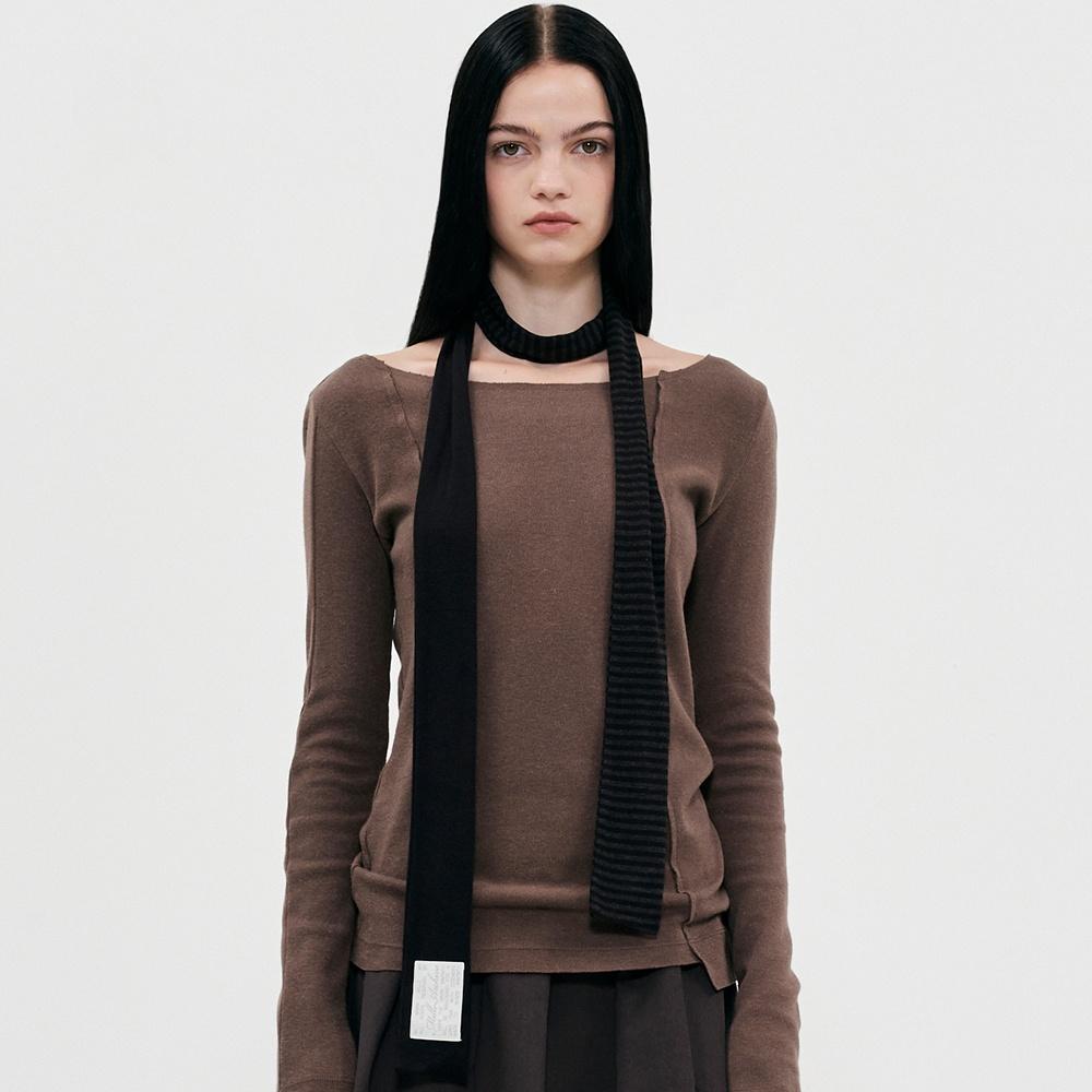 저지 스트라이프 스카프 [차콜 그레이]