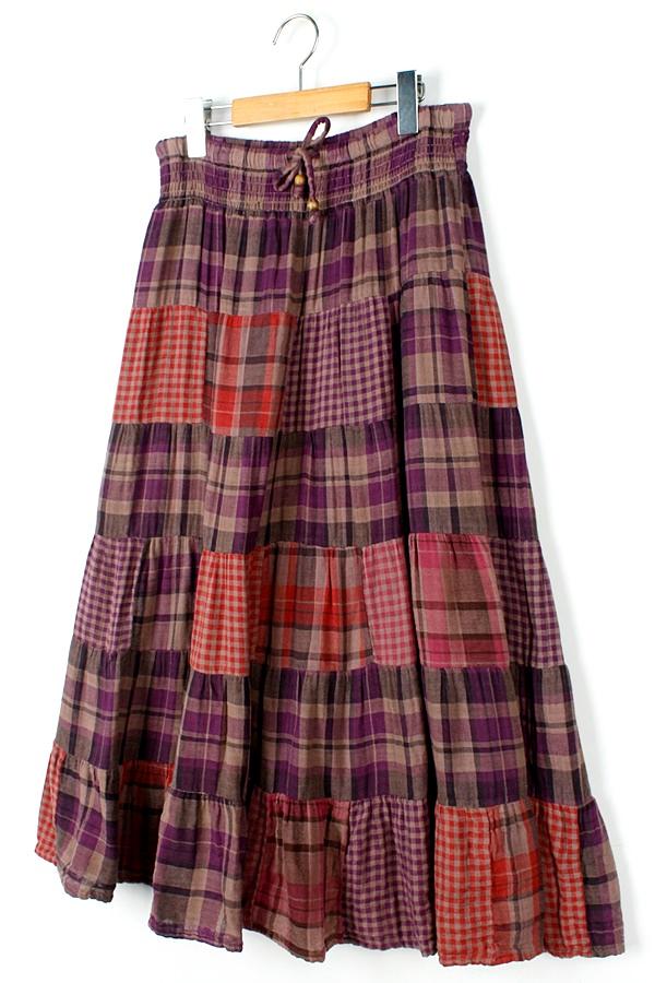 OG 밴딩 패치워크 에스닉 롱 스커트 WOMAN_M