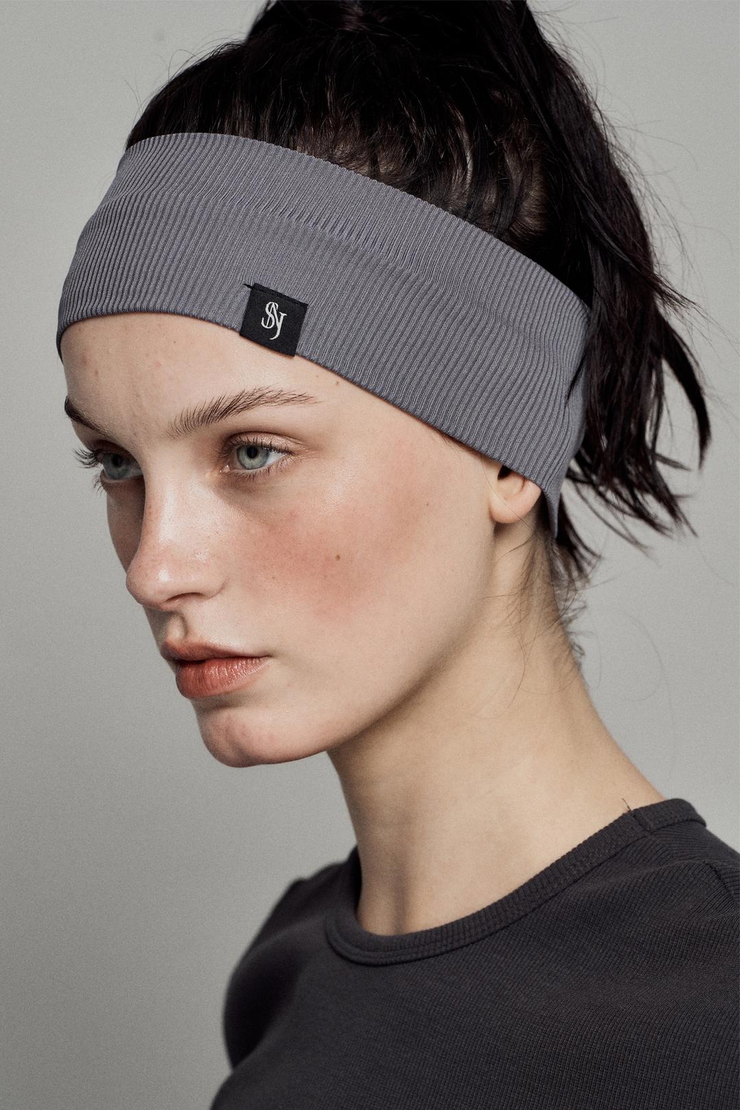 PLAIN RIB HAIRBAND CHARCOAL