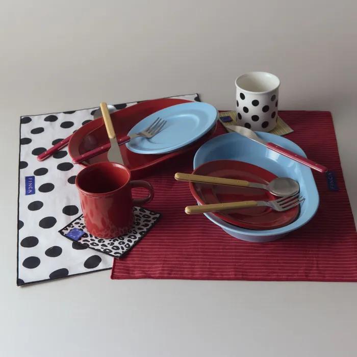 [29CM 단독]핀카X오덴세 레드&블랙 빅 도트 레이어드 디쉬 2인 Set 6P