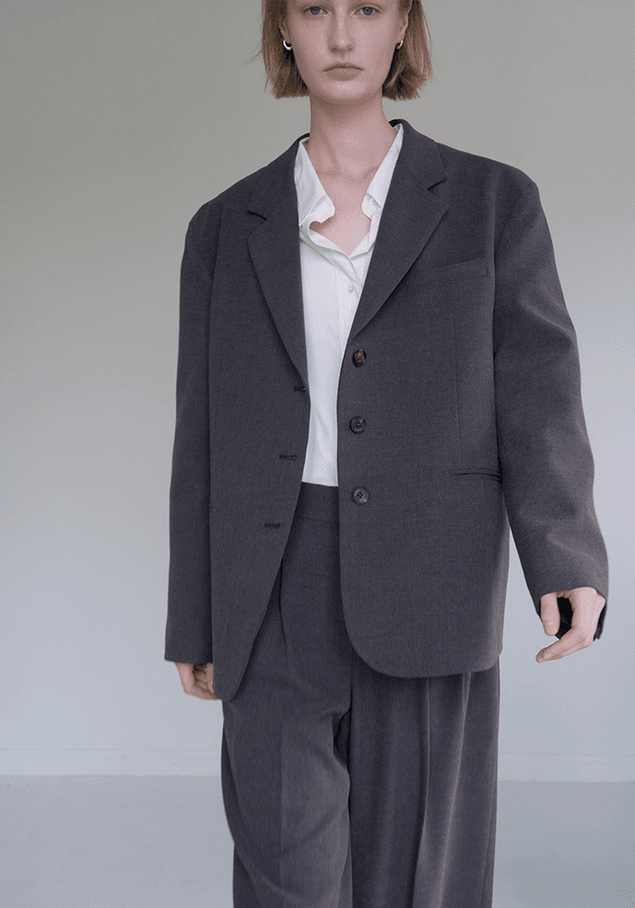 CLASSIC WOOL SINGLE JACKET_LIGHT BROWN