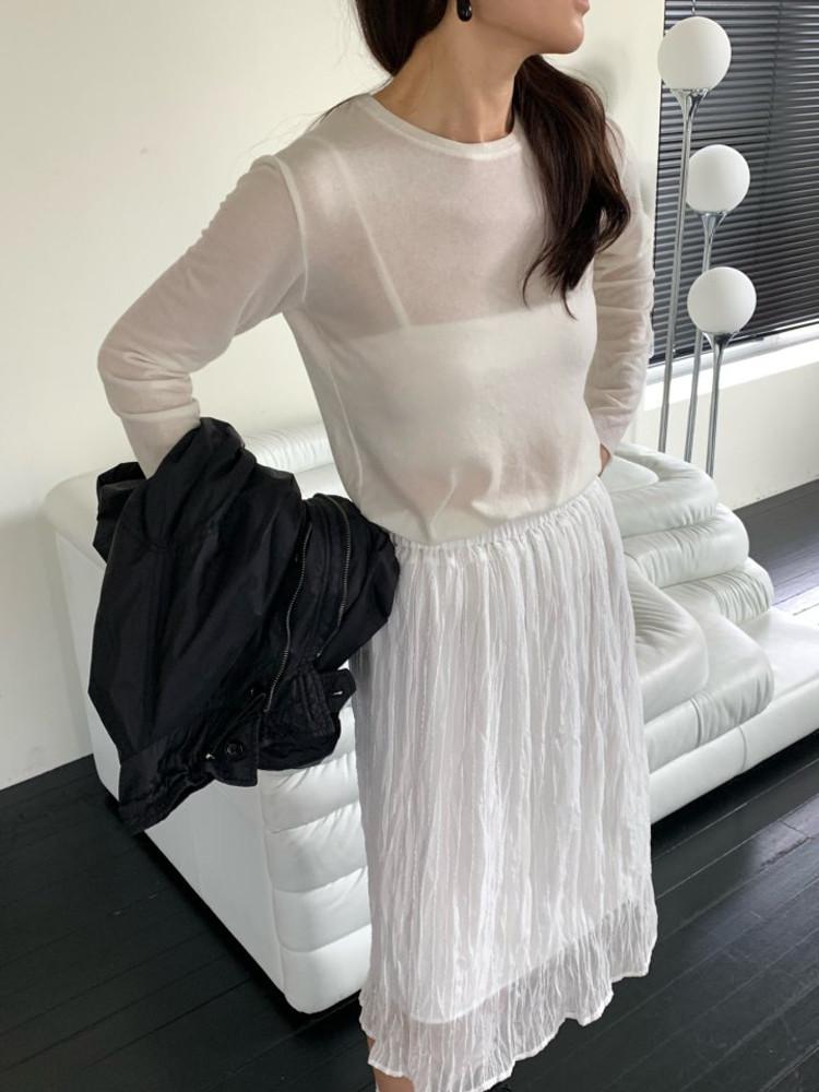 아이 당일 / BR 추잉 티셔츠 라운드 울 긴팔 베이직 컬러 이너 t (5 color)