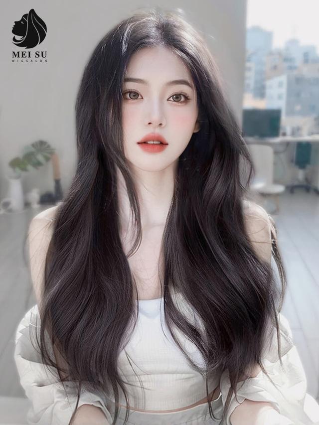 롱 웨이브 자연스러운 긴머리가발 긴앞머리 통가발