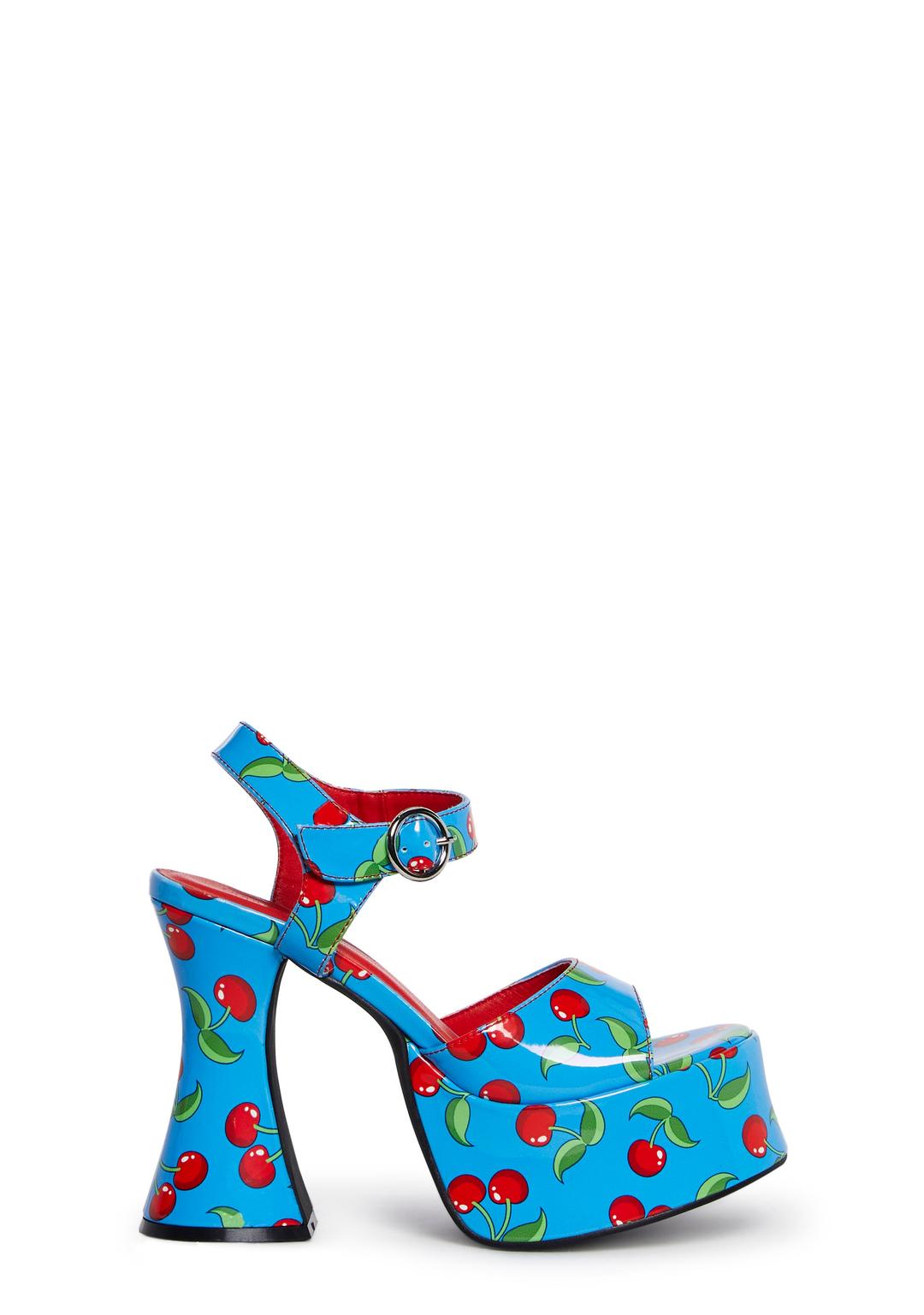 Cherry Toss Platform Sandals - BLUE / US 5