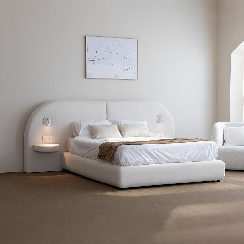 이홉 럭스 패브릭 호텔 침대 프레임 (Q/K 공용) - 밑판 20cm 멜로우 선반형