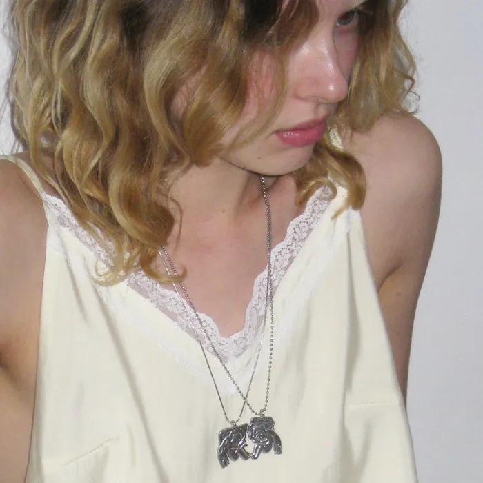 Sleeping Angels Necklace Set (Silver)