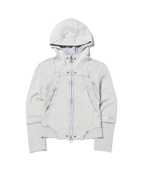 미스치프(MISCHIEF)  RHOMBUS PUNCHING HOODIE ZIP-UP_BLEACHED LIGHT BLUE - 사이즈 & 후기 | 무신사