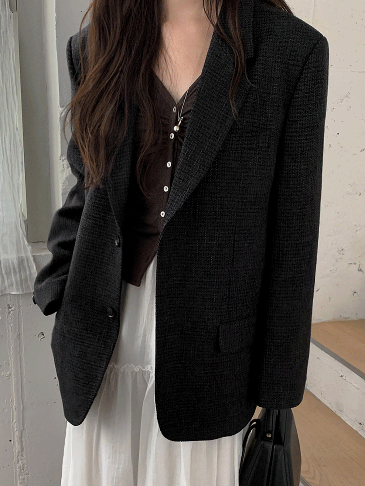 leo tweed jacket (2color) 블랙 당일발송