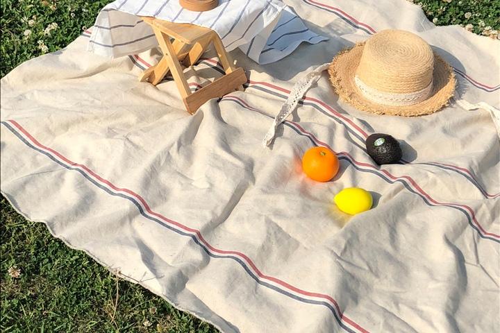 린넨 두줄 스트라이프 대형 피크닉매트