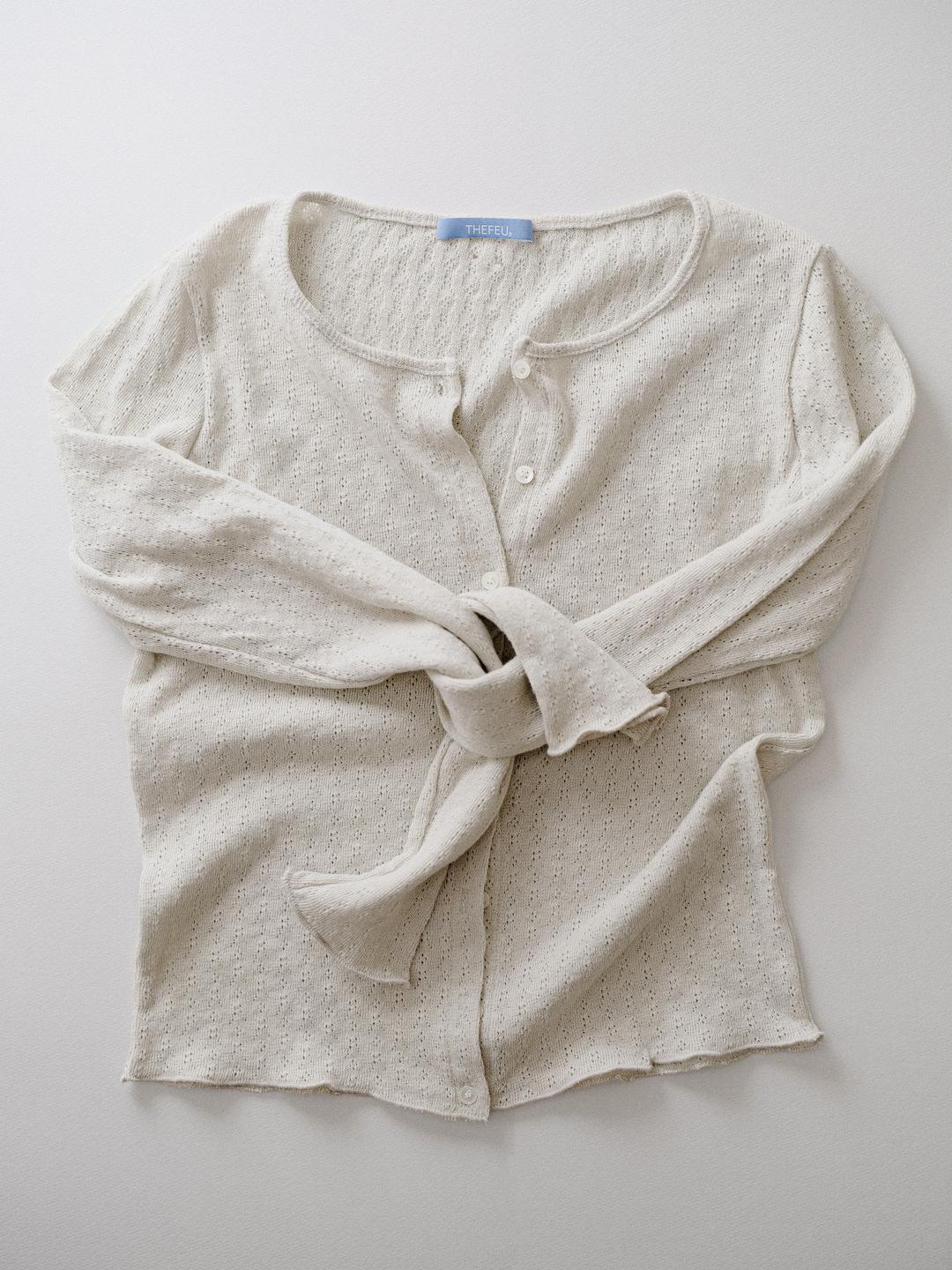 Jacquard round cardigan ( mint gray )