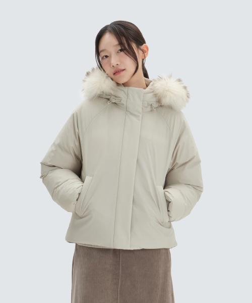 프리미엄 여성 후드 헤비 구스 다운 자켓 (S24WWTDJ33) Light Beige