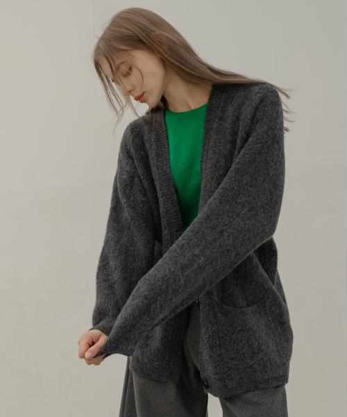 BASIC OVER FIT KNIT CARDIGAN_NWCA4168 (CHARCOAL)