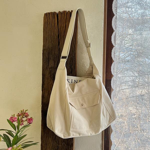 캔버스 뉴브릿 지퍼 무지 튼튼한 빅 크로스 에코백