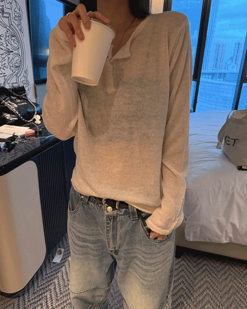 소피 모헤어 버튼 니트