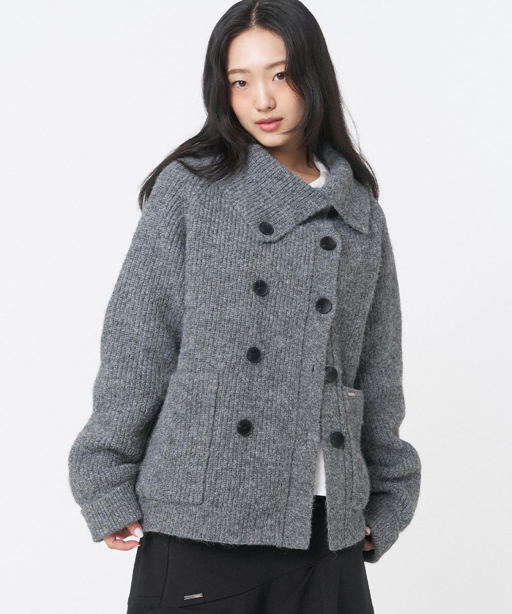 [9월 29일 발매] Double button bold knit GREY