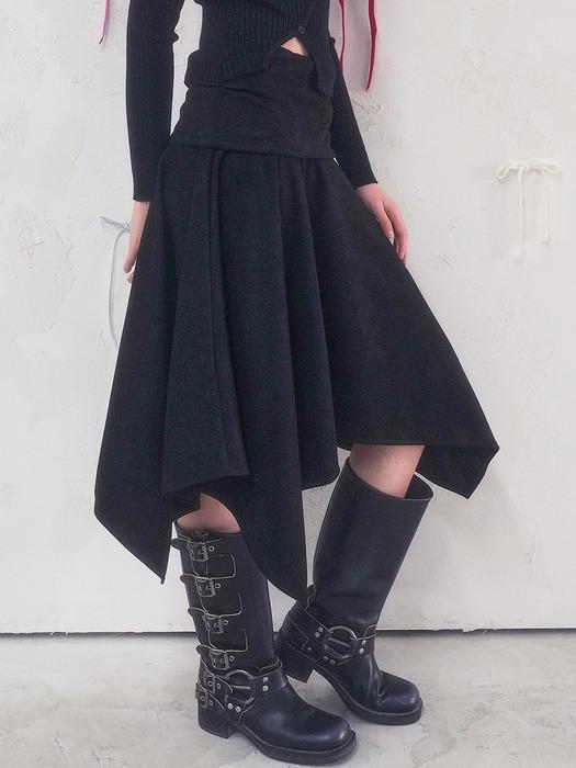 Dune Wrap Suede Skirt BLACK