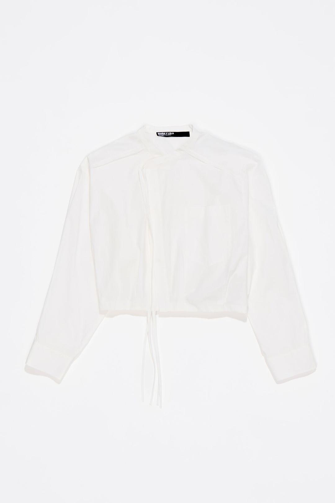 Camisa cruzada globo blanca