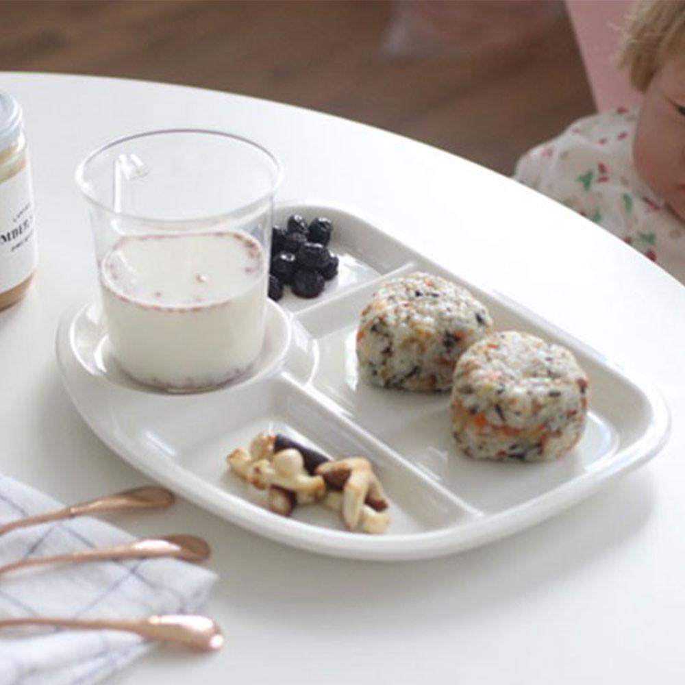 화이트 도자기 브런치 4구 다이어트식판 어린이식판