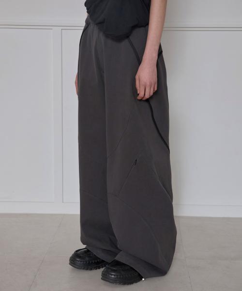 Asymmetrical Wide Pants (FL-253_Charcoal)