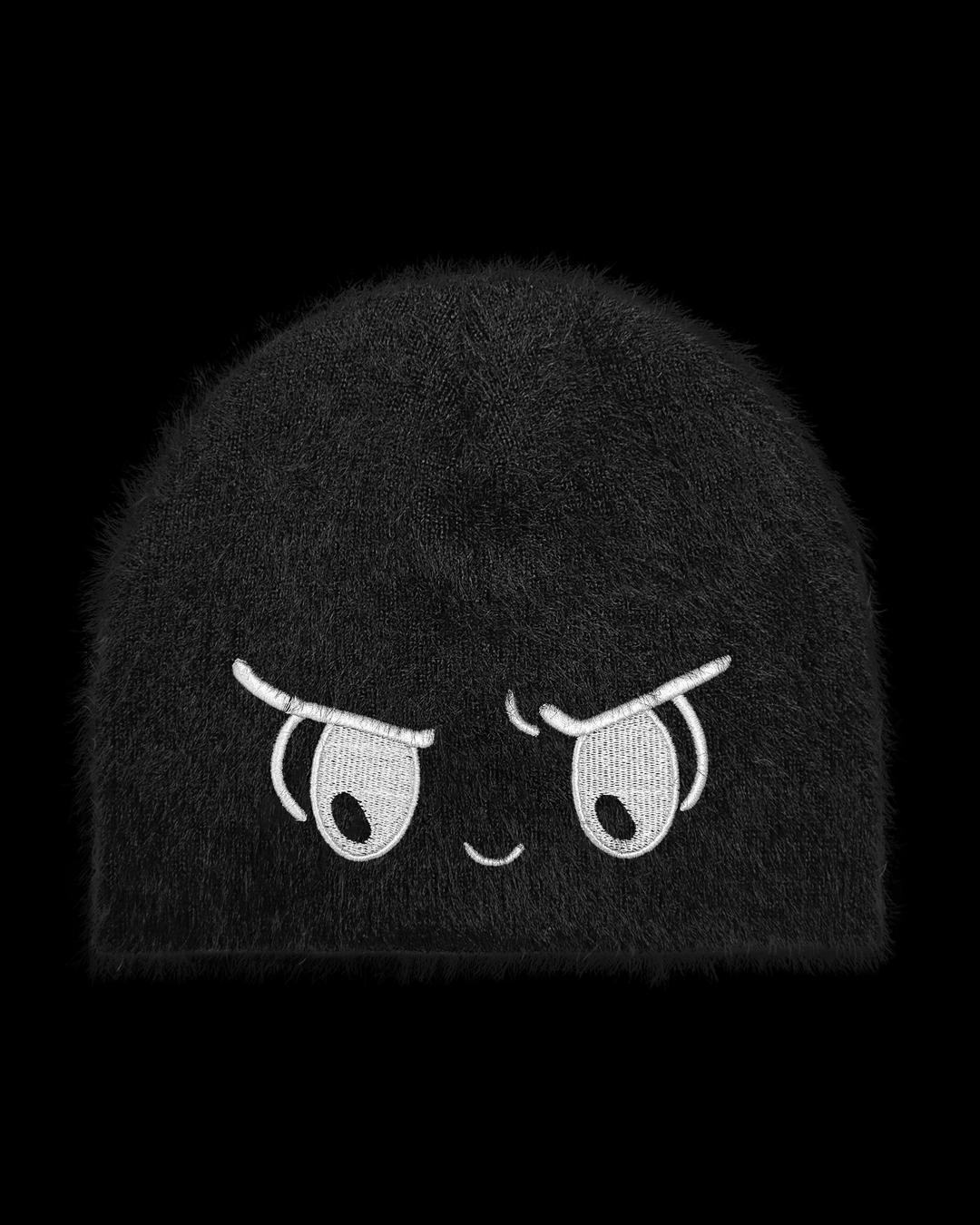 ANIMATED FLUFF BEANIE BLACK - ONE SIZE