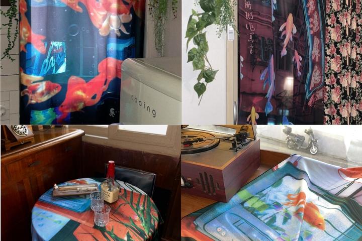 [10% 쿠폰] 빈티지 홍콩무드 쉬폰/새틴 패브릭 포스터 9종