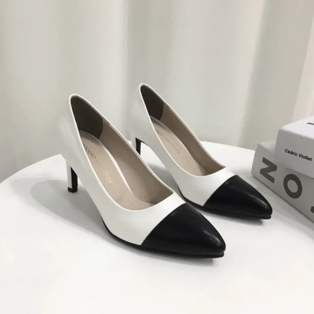 [국내제작👍히트신상] 5cm,7cm 앞코배색 스틸레토 쿠션 힐 (3color)