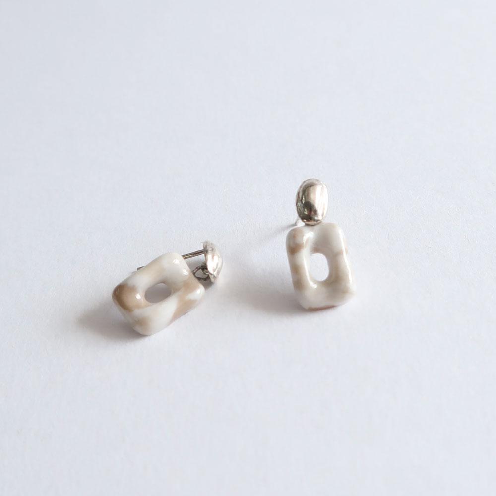 Marbling square drop earring