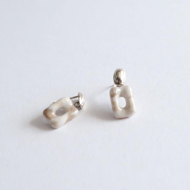 Marbling square drop earring