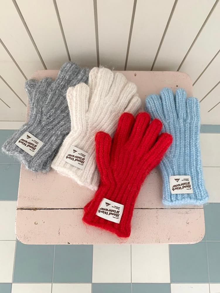 (4color) cozy knit gloves 코지 니트 핑거홀 뜨개 장갑