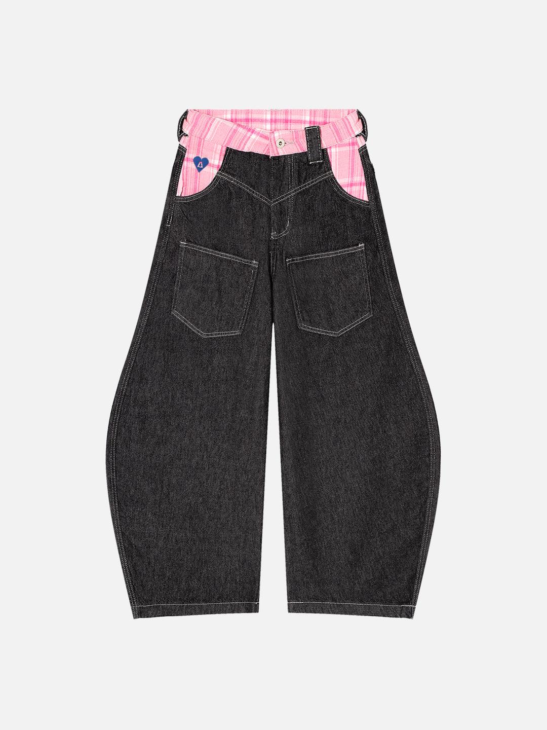 Aelfric Eden Plaid Super Baggy Barrel Jeans - Black / 28