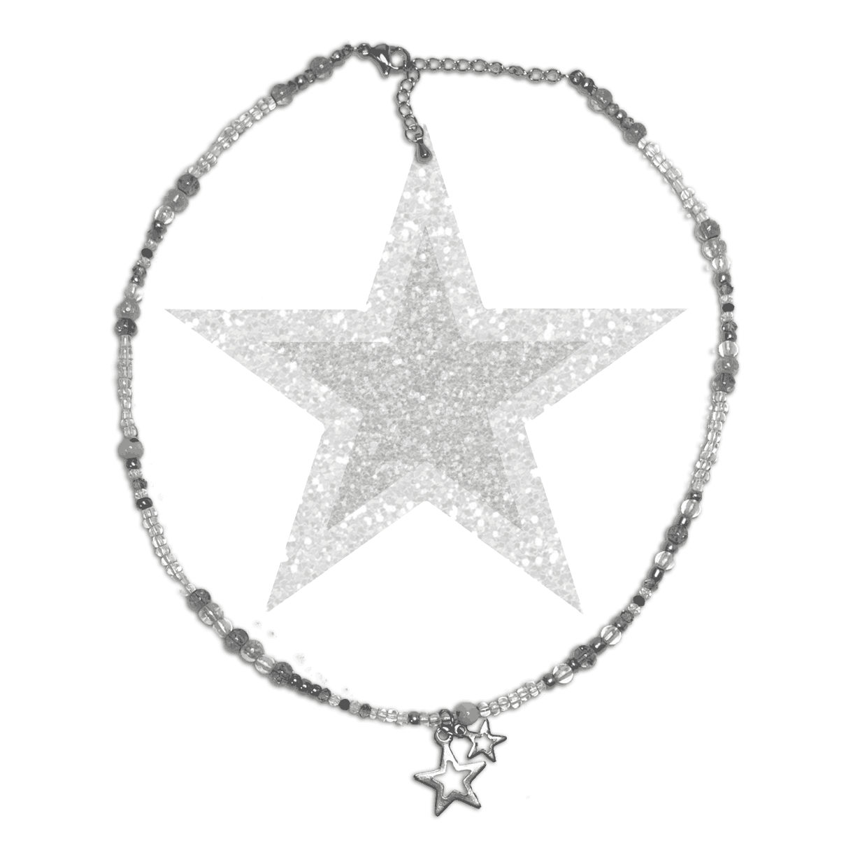 Sparkling silver star Bead Necklace / 실버 별 스타 비즈 목걸이 y2k 써지컬스틸 그레이