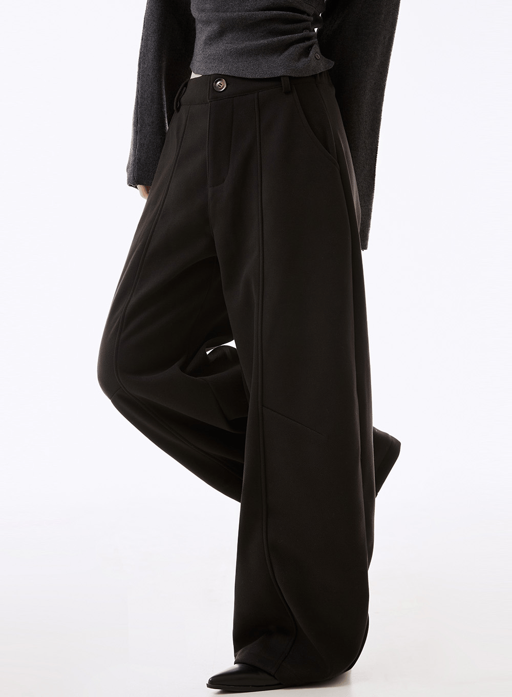 폴리드 기모 밴딩 커브드 와이드 슬랙스