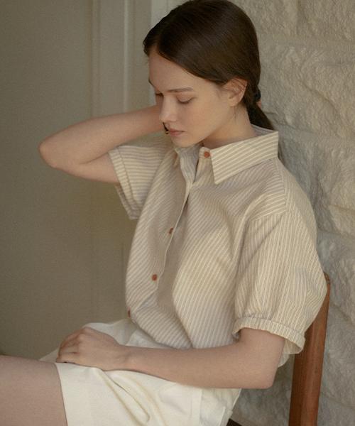 Ann button point shirt_Beige