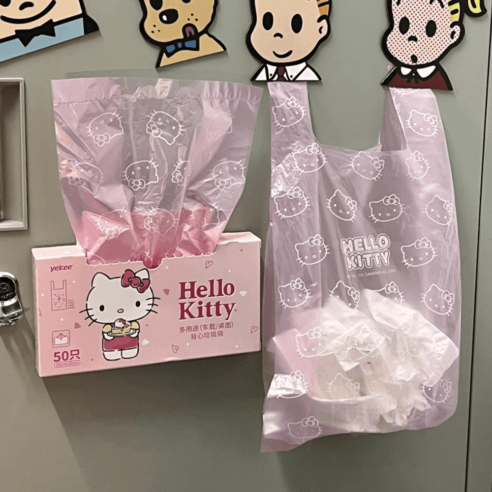 핑크 키티 비닐봉지 차량용 쓰레기 뽑아쓰는 비닐봉투