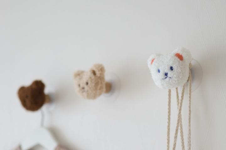 곰돌이 무타공 후크 가방걸이